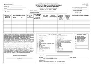 Form 650-040-03 &quot;Stormwater Pollution Prevention Plan Construction Inspection Report&quot; - Florida