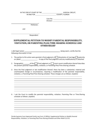 Family Law Form 12.905(A) &quot;Supplemental Petition to Modify Parental Responsibility, Visitation or Parenting Plan/Time-Sharing Schedule and Other Relief&quot; - Florida, Page 6