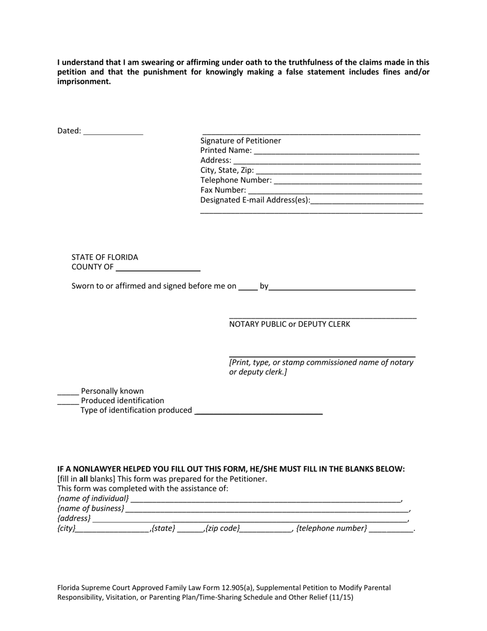 Family Law Form 12.905(A) - Fill Out, Sign Online and Download Fillable ...