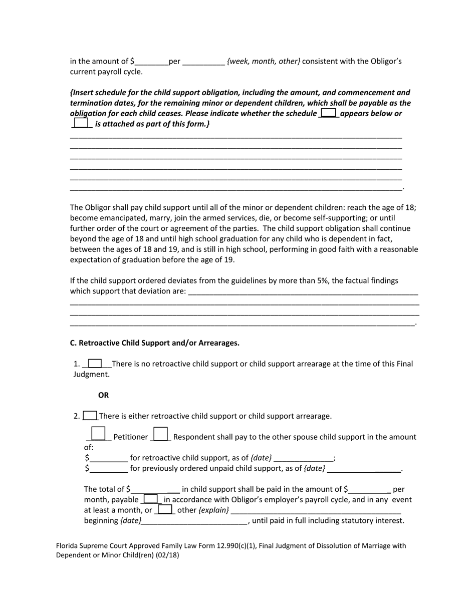 Family Law Form 12.990(C)(1) Final Judgment of Dissolution of Marriage With Dependent or Minor Child(Ren) - Florida, Page 11