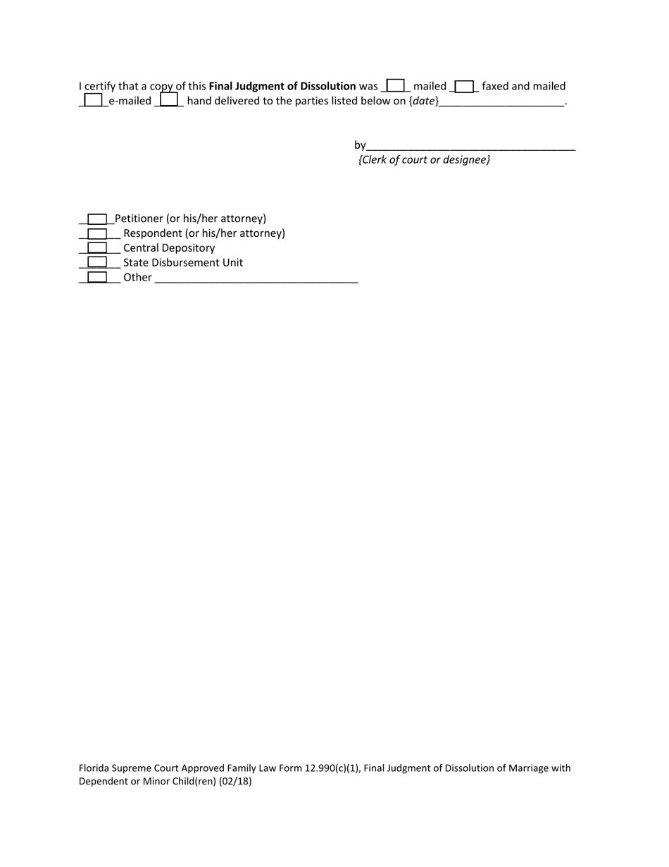 Family Law Form 12.990(C)(1) Final Judgment of Dissolution of Marriage With Dependent or Minor Child(Ren) - Florida, Page 15