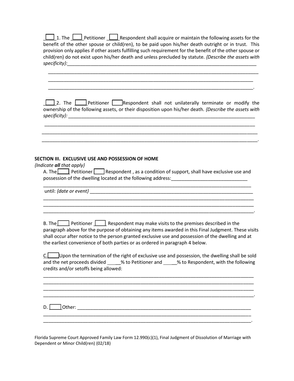 Family Law Form 12.990(C)(1) Final Judgment of Dissolution of Marriage With Dependent or Minor Child(Ren) - Florida, Page 6