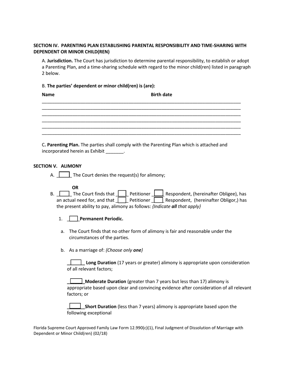 Family Law Form 12.990(C)(1) Final Judgment of Dissolution of Marriage With Dependent or Minor Child(Ren) - Florida, Page 7