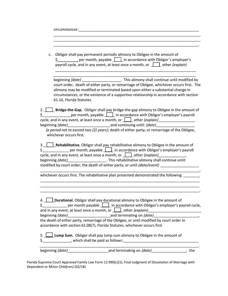 Family Law Form 12.990(C)(1) Final Judgment of Dissolution of Marriage With Dependent or Minor Child(Ren) - Florida, Page 8