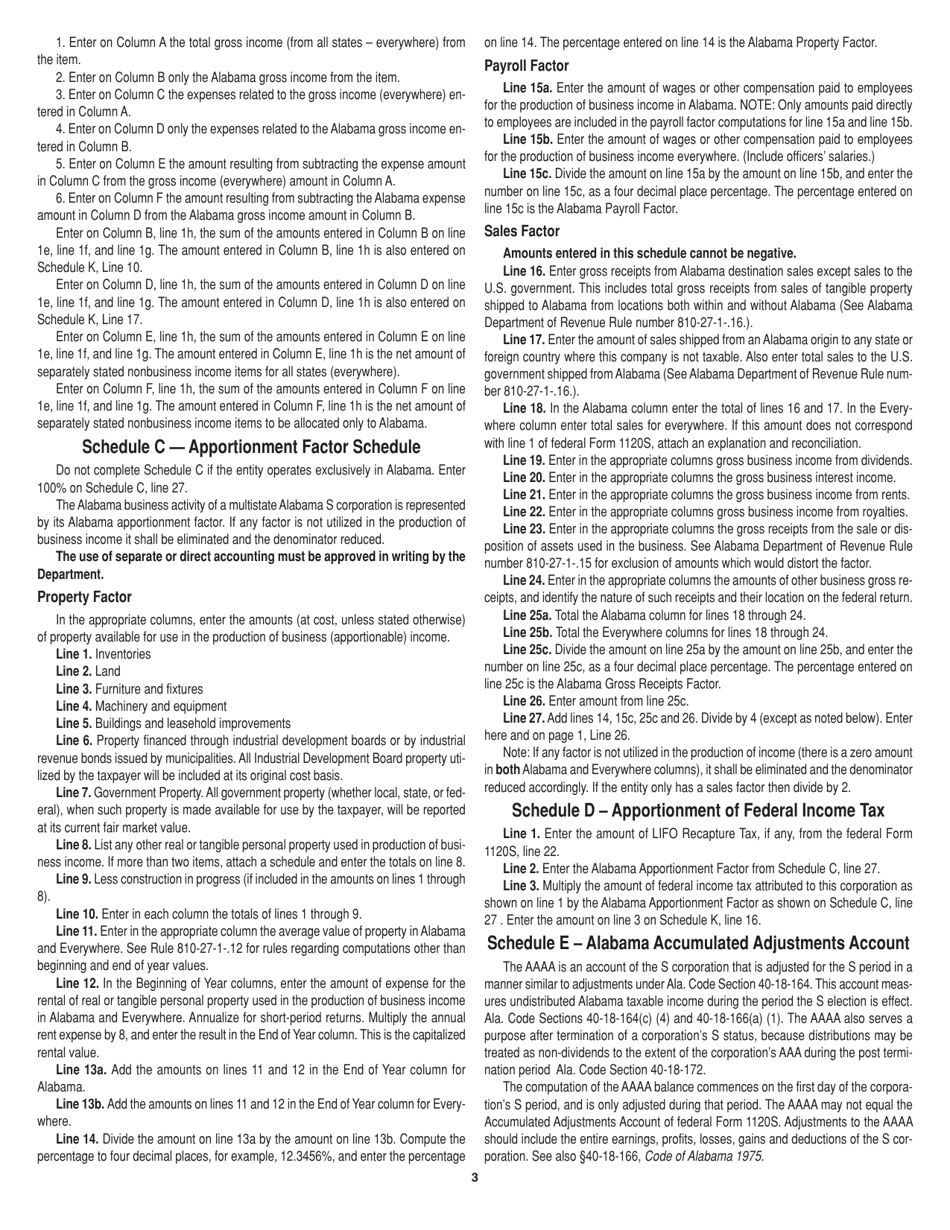 Instructions for Form 20S S Corporation Information / Tax Return - Alabama, Page 3