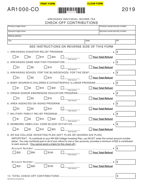 Form AR1000-CO 2019 Printable Pdf