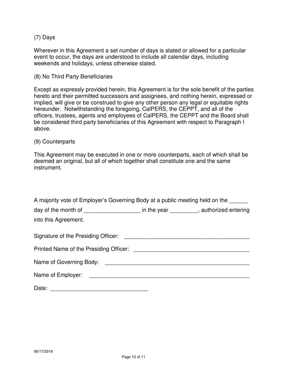 Agreement and Election to Prefund Employer Contributions to a Defined Benefit Pension Plan - California, Page 10