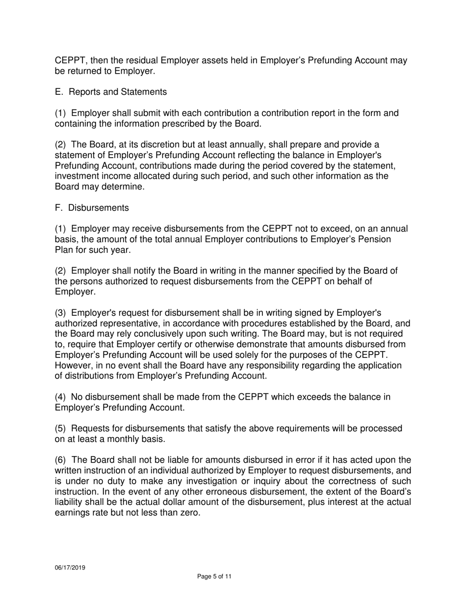 Agreement and Election to Prefund Employer Contributions to a Defined Benefit Pension Plan - California, Page 5