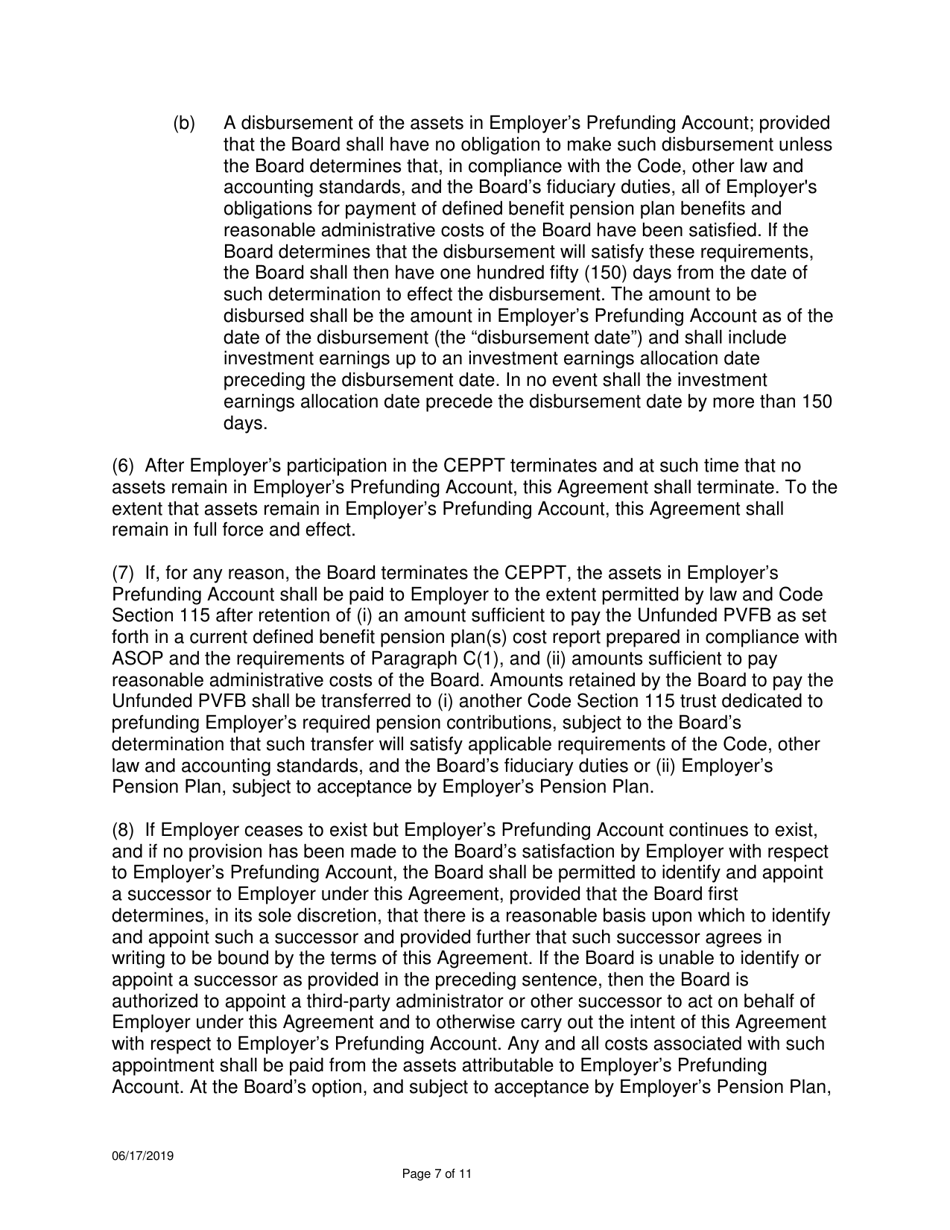 Agreement and Election to Prefund Employer Contributions to a Defined Benefit Pension Plan - California, Page 7