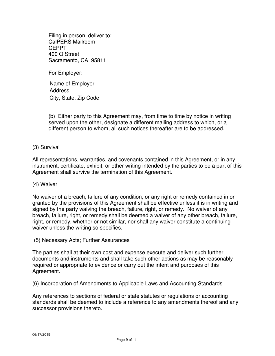 Agreement and Election to Prefund Employer Contributions to a Defined Benefit Pension Plan - California, Page 9