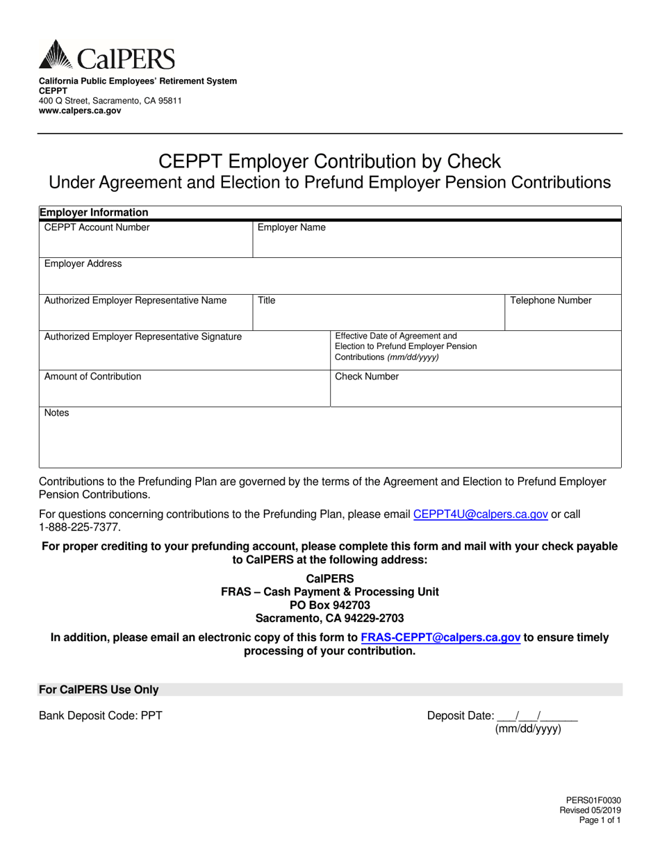 Form PERS01F0030 Fill Out, Sign Online and Download Fillable PDF