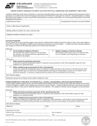Form UITR-13 &quot;Unemployment Insurance Payment Election Political Subdivision and Nonprofit Employers&quot; - Colorado