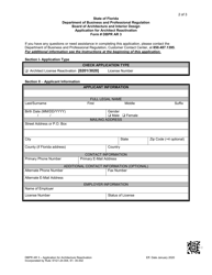 Form DBPR AR3 Application for Architecture Reactivation - Florida, Page 2