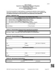Form DBPR BAR9 Individual Change of Status Transactions - Florida, Page 2