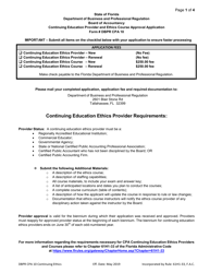 Form DBPR CPA10 Continuing Education Provider and Ethics Course Approval Application - Florida