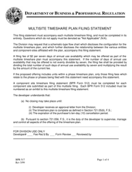 Form BPR517 Multisite Timeshare Plan Filing Statement - Florida