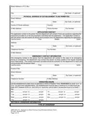 Form DBPR-DDC-218 Application for Retail Pharmacy Drug Wholesale Distributor Permit - Florida, Page 3