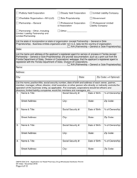 Form DBPR-DDC-218 Application for Retail Pharmacy Drug Wholesale Distributor Permit - Florida, Page 4