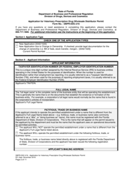 Form DBPR-DDC-216 &quot;Application for Veterinary Prescription Drug Wholesale Distributor Permit&quot; - Florida, Page 2