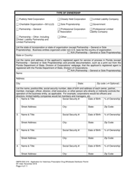 Form DBPR-DDC-216 &quot;Application for Veterinary Prescription Drug Wholesale Distributor Permit&quot; - Florida, Page 4