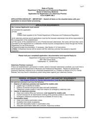 Form DBPR VM2 Application for Registration of a Veterinary Premise - Florida