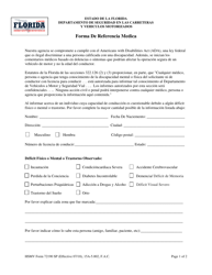 Formulario HSMV72190 SP Forma De Referencia Medica - Florida (Spanish)