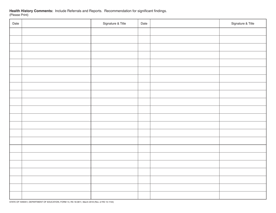 Form 14 - Fill Out, Sign Online and Download Printable PDF, Hawaii ...