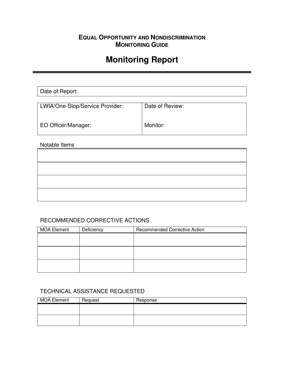 Exhibit E Equal Opportunity and Nondiscrimination Monitoring Guide Monitoring Report - Hawaii, Page 2