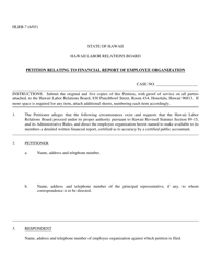 Form HLRB-7 &quot;Petition Relating to Financial Report of Employee Organization&quot; - Hawaii