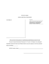 Form HLRB-14 Application for Issuance of Subpoena(S)/Subpoena(S) Duces Tecum - Hawaii, Page 2