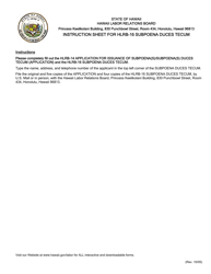 Document preview: Form HLRB-16 Subpoena Duces Tecum - Hawaii