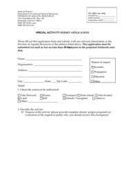 Special Activity Permit Application - Hawaii