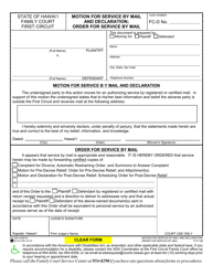 Document preview: Form 1F-P-186 Motion for Service by Mail and Declaration; Order for Service by Mail - Hawaii