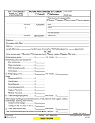 Document preview: Form 1F-P-081 Income and Expense Statement - Hawaii