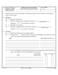 Form 1F-P-333 Affidavit of Plaintiff (For Uncontested Divorce) - Hawaii, Page 4