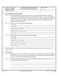 Form 1F-P-333 Affidavit of Plaintiff (For Uncontested Divorce) - Hawaii, Page 5