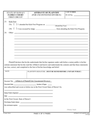 Form 1F-P-333 Affidavit of Plaintiff (For Uncontested Divorce) - Hawaii, Page 6