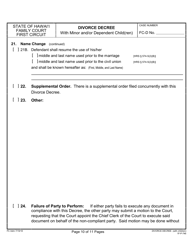 Form 1F-P-746 Divorce Decree With Minor and/or Dependent Child(Ren) - Hawaii, Page 10