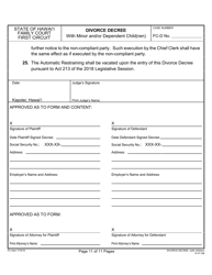 Form 1F-P-746 Divorce Decree With Minor and/or Dependent Child(Ren) - Hawaii, Page 11