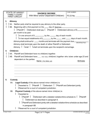 Form 1F-P-746 Divorce Decree With Minor and/or Dependent Child(Ren) - Hawaii, Page 2