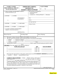 Document preview: Form 1F-P-583 Order Regarding Motion to Modify Child Support - Hawaii