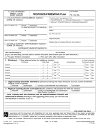 Document preview: Form 1F-P-859 Proposed Parenting Plan - Hawaii