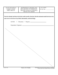 Form 1F-P-2093 Respondent's Motion and Declaration to Terminate the Existing One-Year Gun Violence Protective Order; Notice of Hearing; Certificate of Service - Hawaii, Page 2