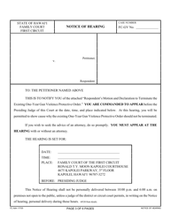 Form 1F-P-2093 Respondent's Motion and Declaration to Terminate the Existing One-Year Gun Violence Protective Order; Notice of Hearing; Certificate of Service - Hawaii, Page 3