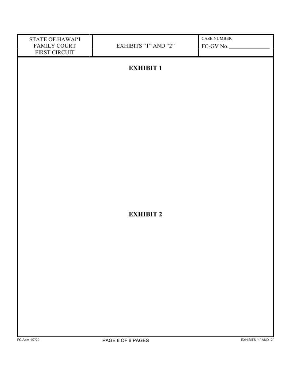 Form 1F-P-2093 Respondents Motion and Declaration to Terminate the Existing One-Year Gun Violence Protective Order; Notice of Hearing; Certificate of Service - Hawaii, Page 6