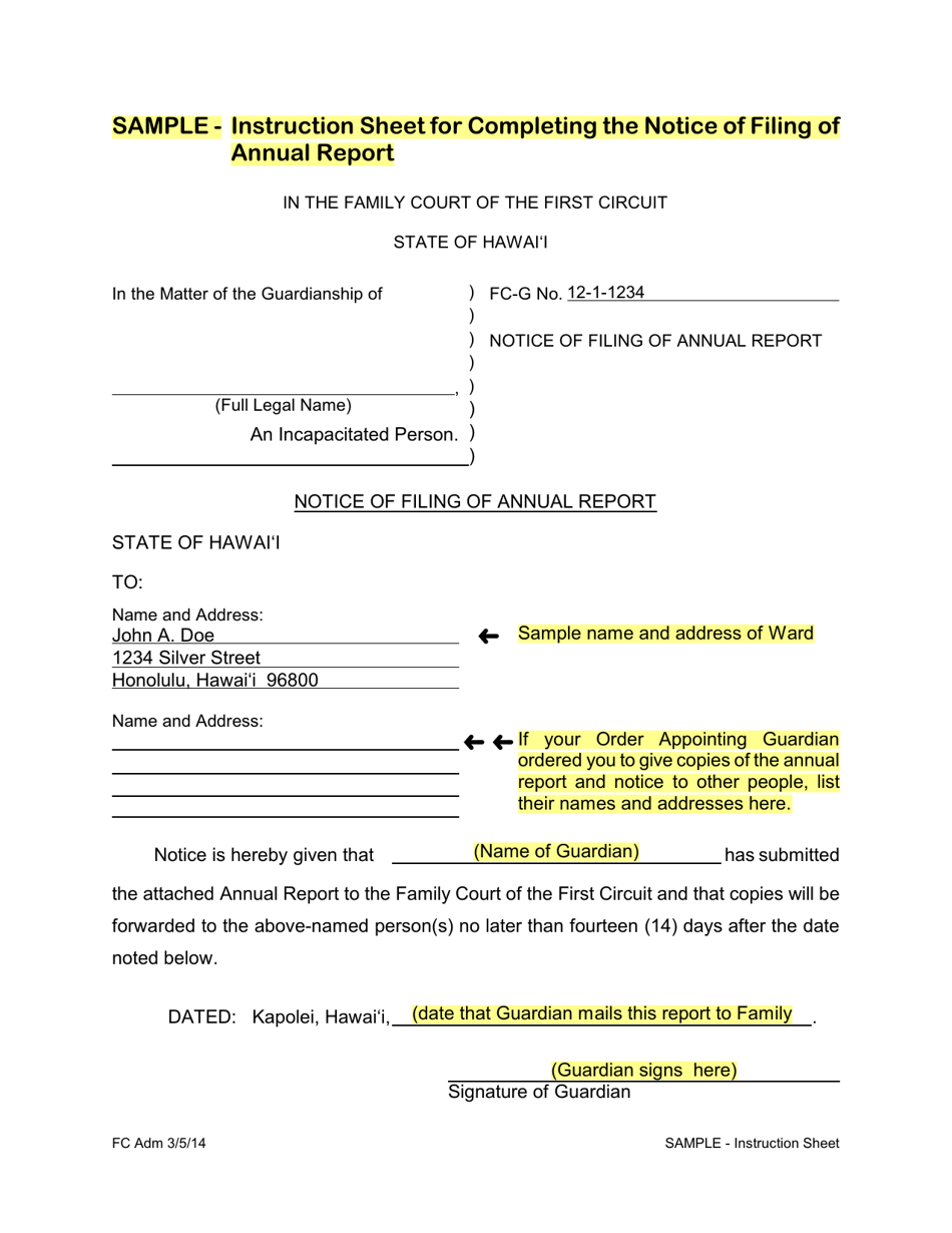 Form 1F-P-2011 Annual Report of the Guardian of an Incapacitated Person - Hawaii, Page 6