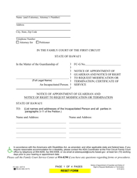 Form 1F-P-2013 Notice of Appointment of Guardian and Notice of Right to Requst Modification or Termination; Certificate of Service - Hawaii