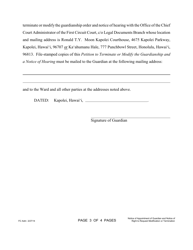 Form 1F-P-2013 Notice of Appointment of Guardian and Notice of Right to Requst Modification or Termination; Certificate of Service - Hawaii, Page 3
