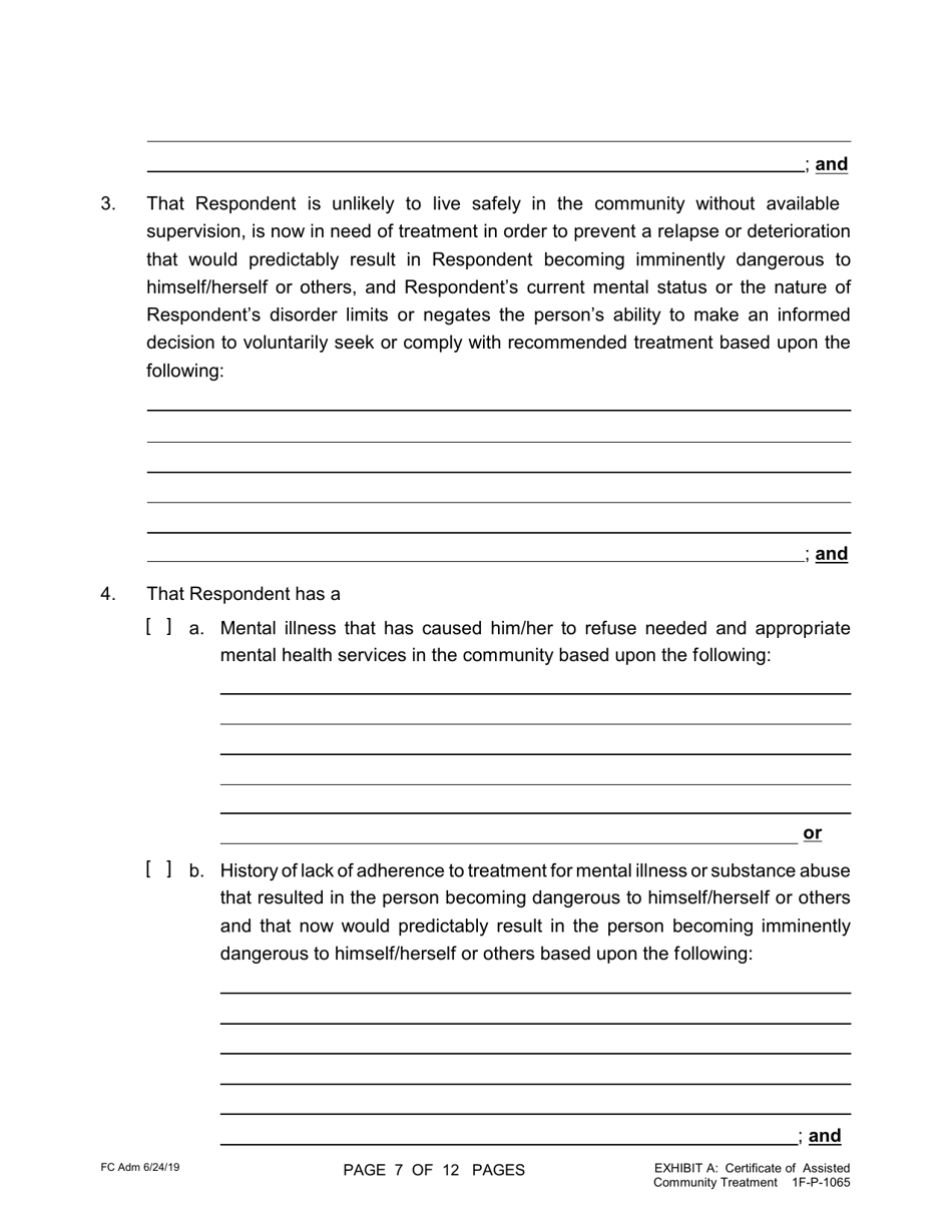 Form 1F-P-1065 Petition for Additional Period of Assisted Community Treatment - Hawaii, Page 7