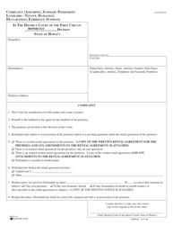 Document preview: Form 1DC08 Complaint (Assumpsit, Summary Possession/Landlord-Tenant, Damages); Declaration; Exhibit(S); Summons - Hawaii
